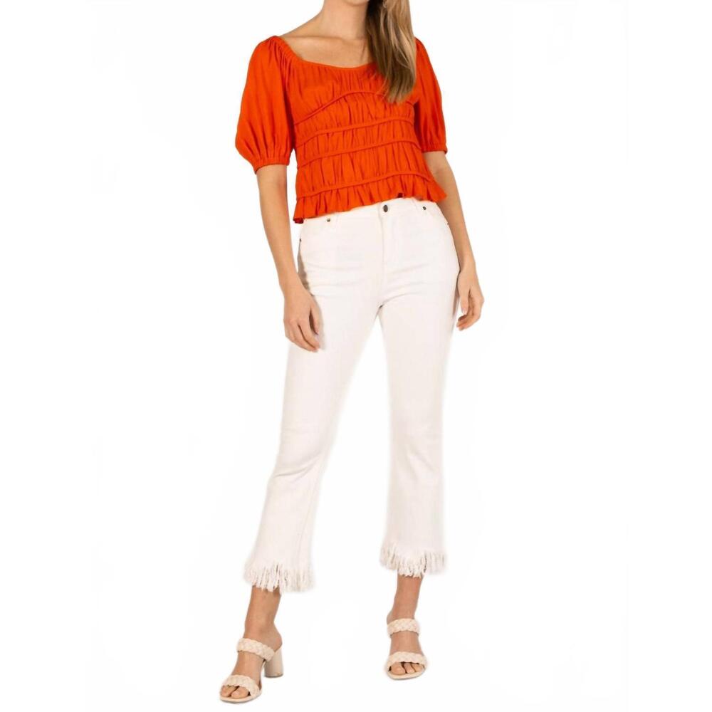 NEW BEFORE YOU COLLECTION margo linen half sleeve top in poppy